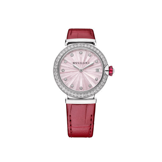 Bulgari Lucea 33mm 103618 acero esf.nacar rosa ind.brill.